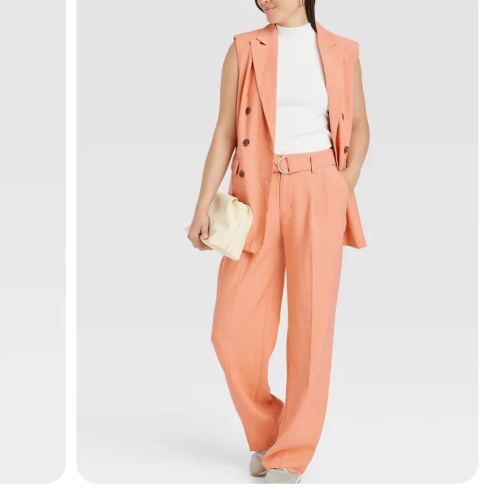 Women's High-Rise Relaxed Fit Straight Belted Trousers - a New Day™ Sz 10 - Picture 3 of 3